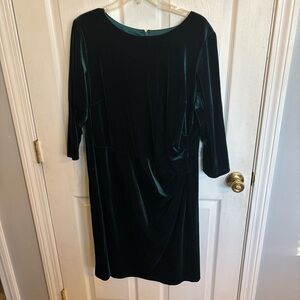 Eliza J Dark Green Velvet Long Sleeve Dress